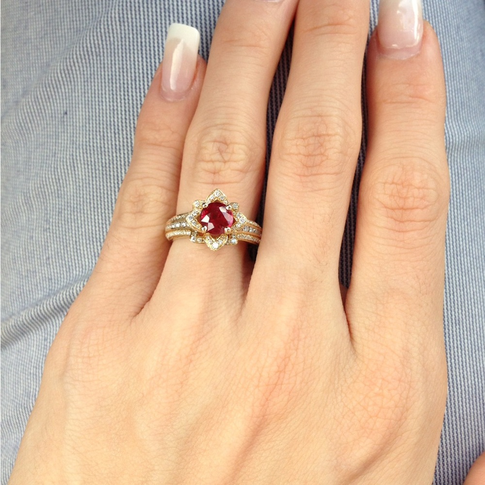 Ruby And Yellow Gold Engagement Ring - image 2